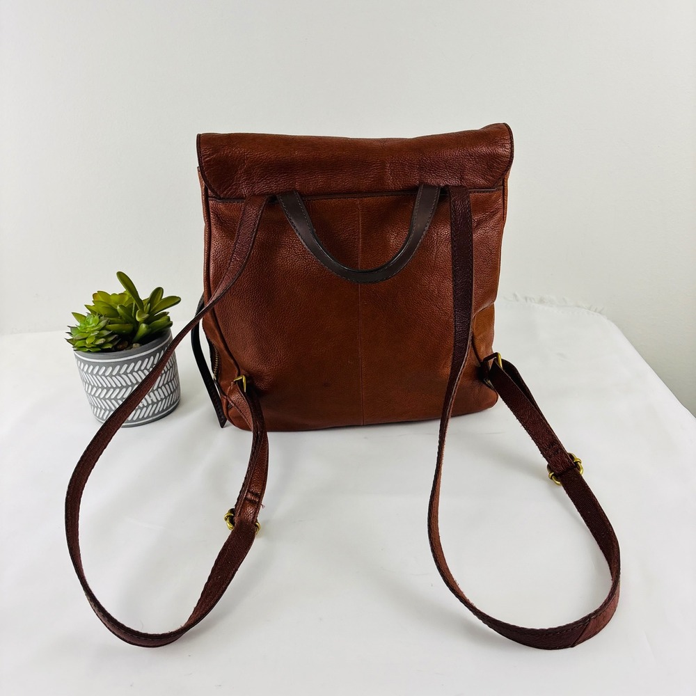 Fossil Claire Brandy Brown Leather Backpack Adjustable Straps - Picture 5 of 14